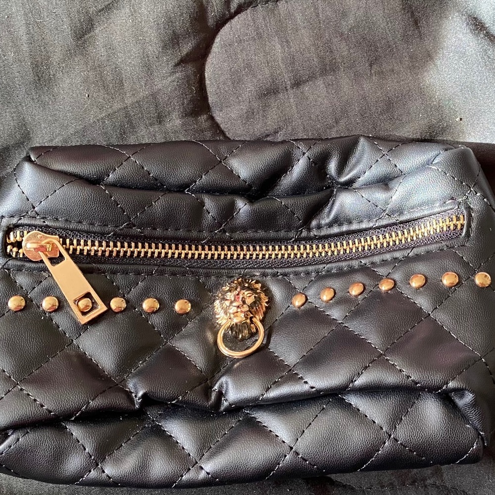 Trendy Studded Black Quilted Fanny Pack NWOT